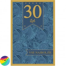 Voščilnica z notranjim verzom - 30 Zlato modra